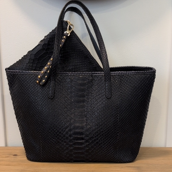 Silvano Biagini Python Bag & Matching Clutch Navy Blue
